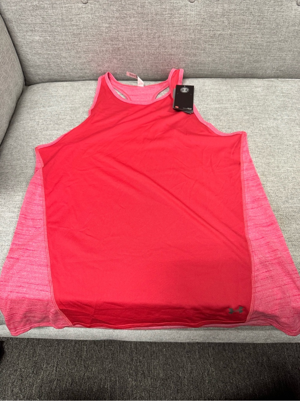 Under Armour Women's Bright Pink Racerback Tank with Heathered Side Panels